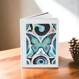 Print Original Art Butterfly with Colorful Abstract Backdrop Hardcover Journal Lined Paper
