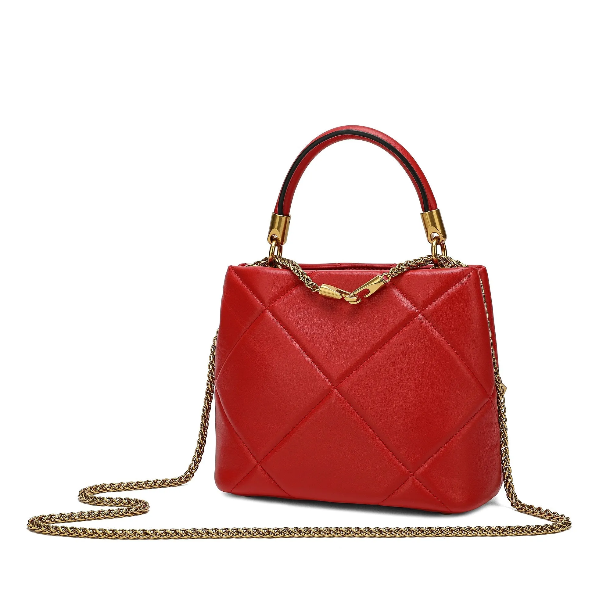Quilted Sheepskin Leather Crossbody/Shoulder Bag