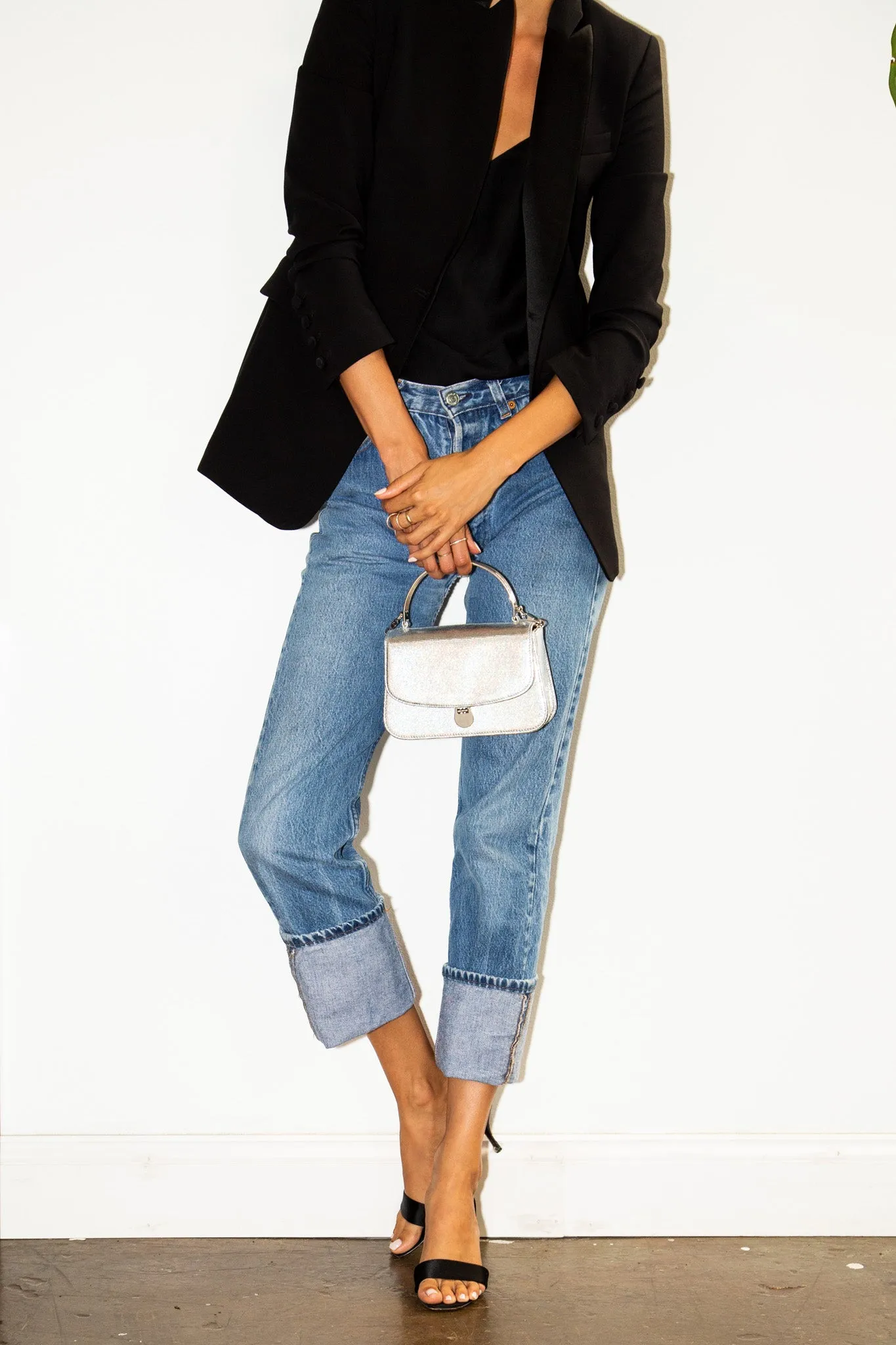 Sabi Top Handle Bag in Silver Holographic Leather