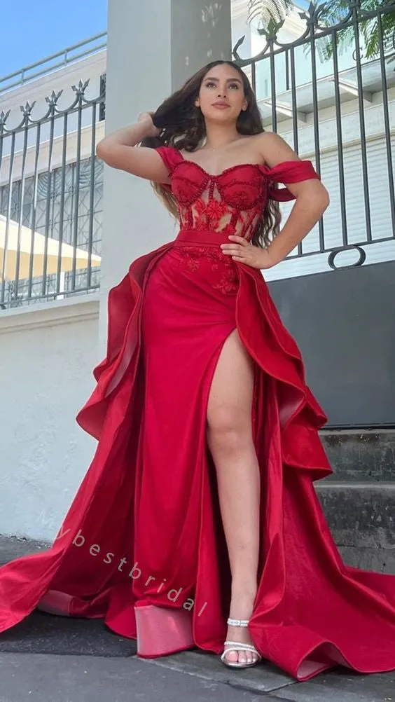 Sexy Off shoulder Removable Tail  Mermaid Long Floor Length Prom Dress,PDS11478