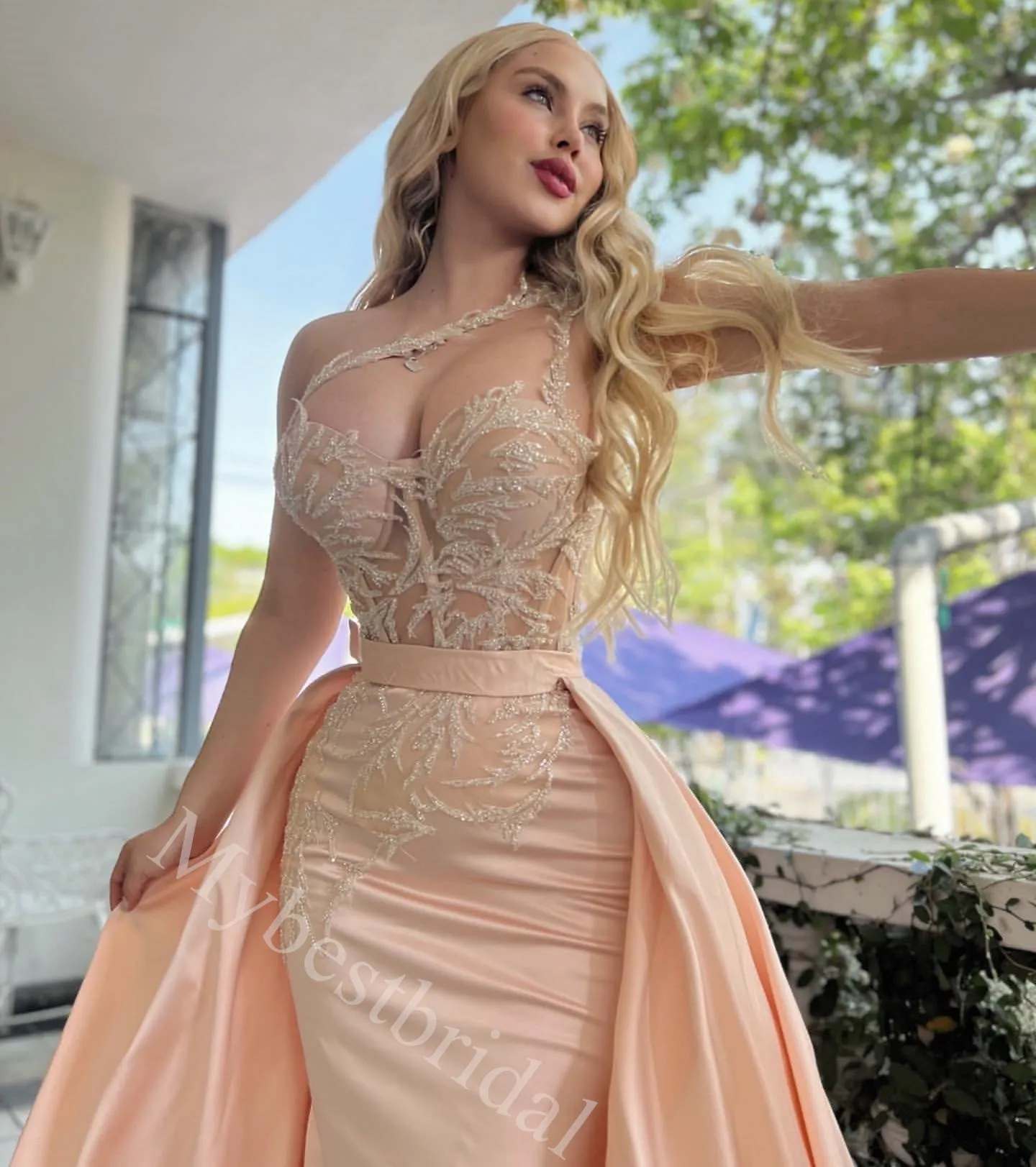 Sexy One Shoulder  Sleeveless Mermaid Long Prom Dress,PDS11562