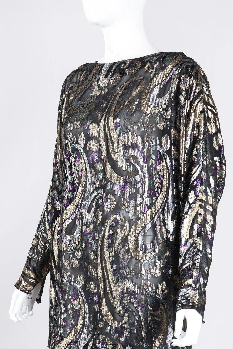 Sheer Lamé Floral Paisley Tunic