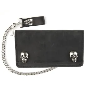 SK410  6" Biker Wallet- w/ Skull snaps