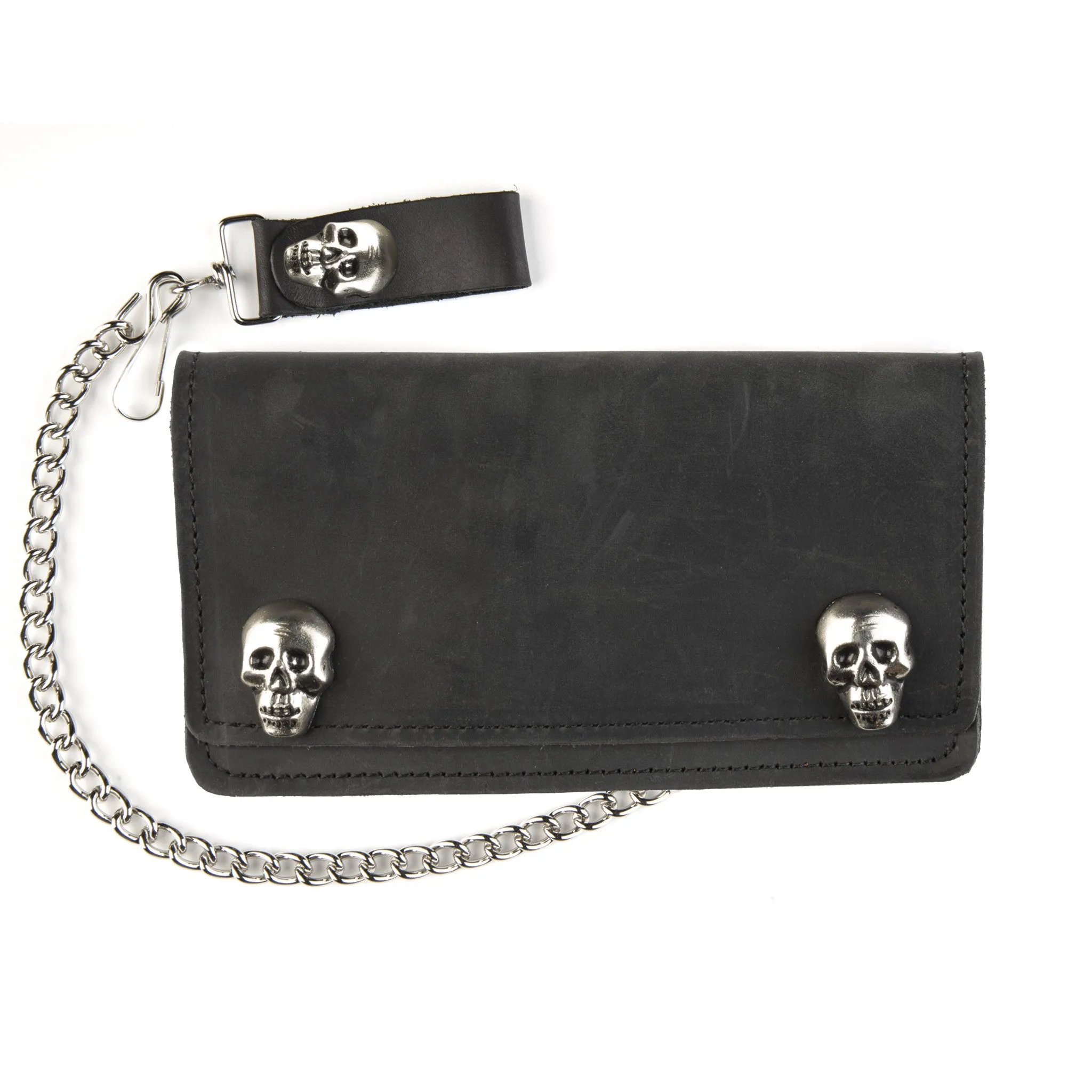 SK410  6" Biker Wallet- w/ Skull snaps