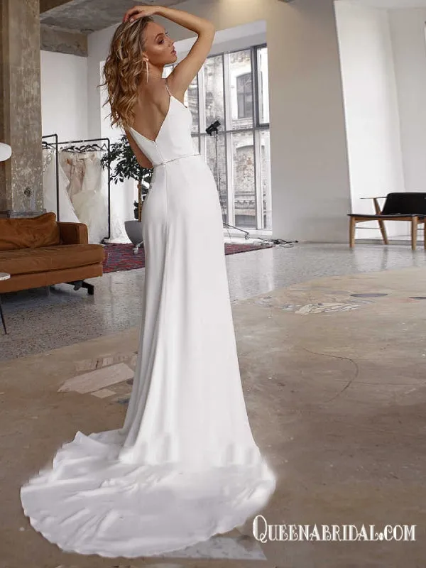 Sparkly Spaghetti Strap Long Slits Evening Gowns Prom Dresses, QBP001