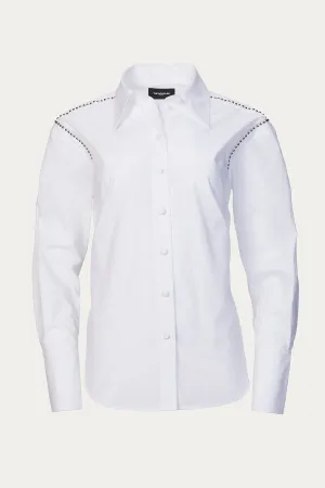 STUDDED COTTON-POPLIN SHIRT