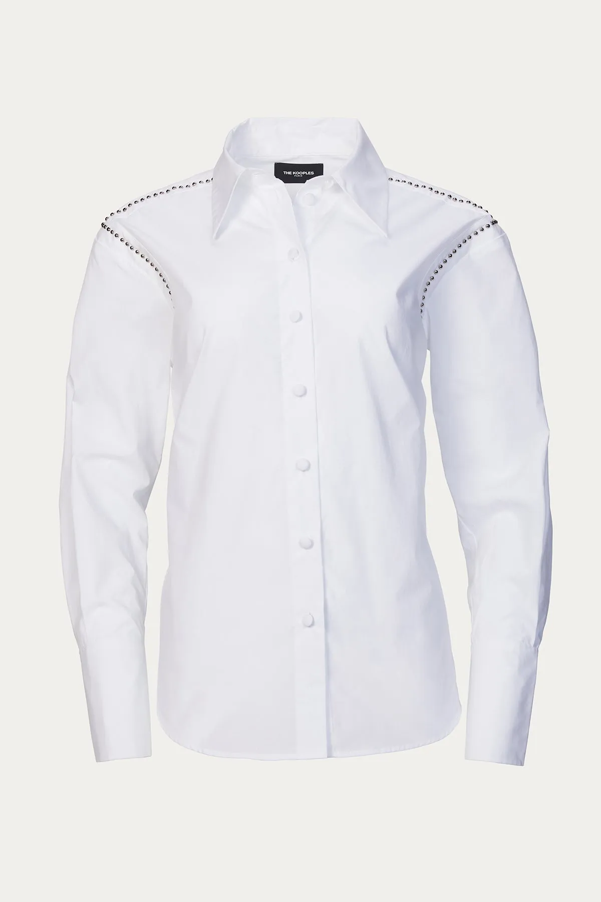 STUDDED COTTON-POPLIN SHIRT