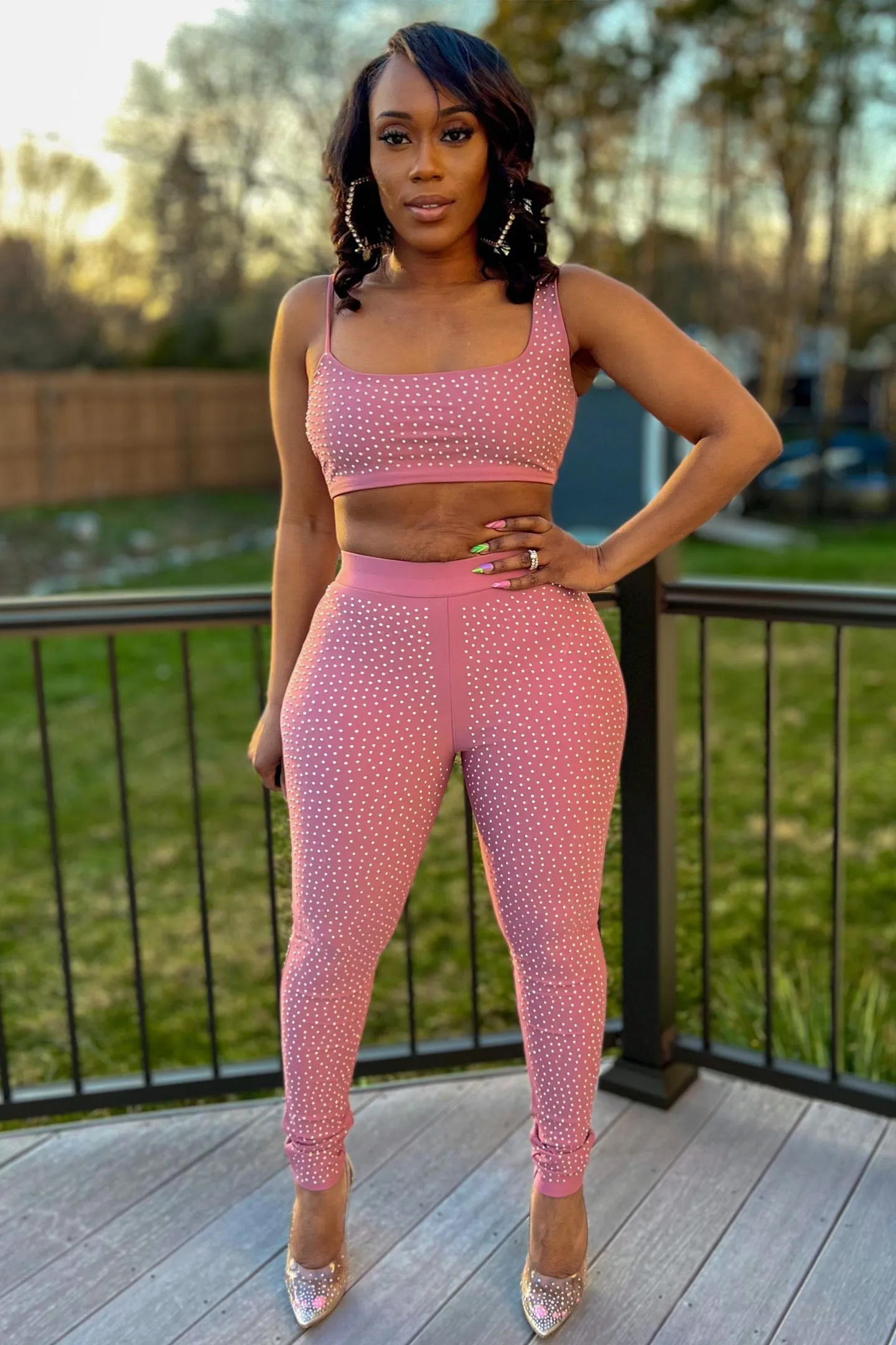 STUDDED MAUVE SET