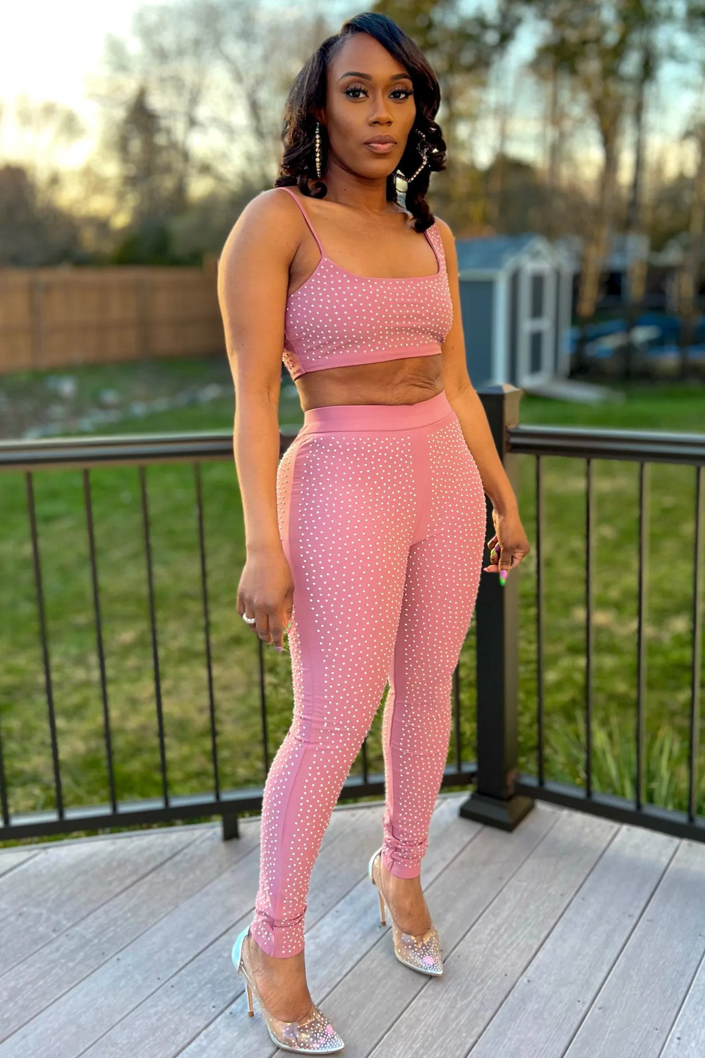 STUDDED MAUVE SET