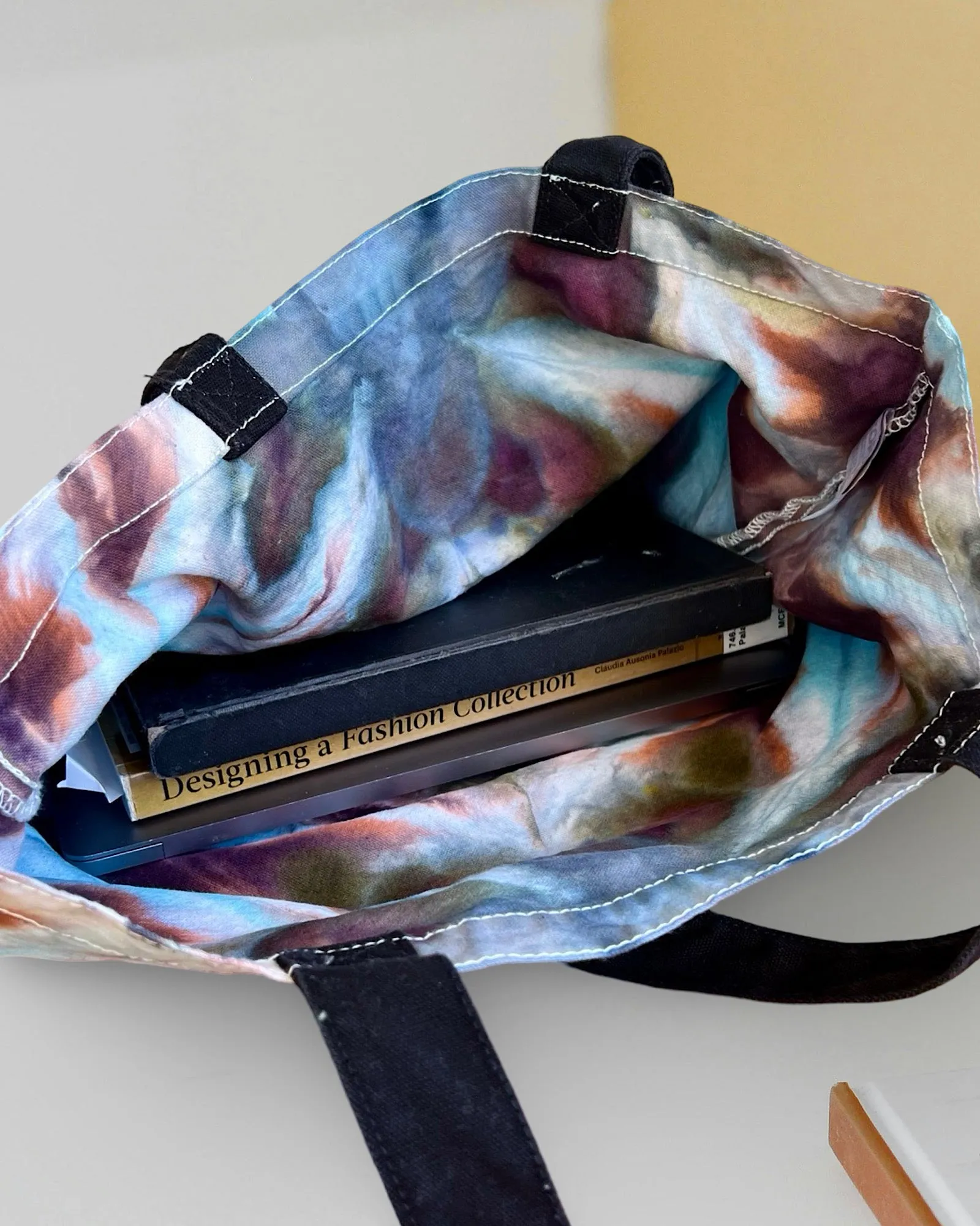 Tie Dye Canvas Tote Bag - Peacock