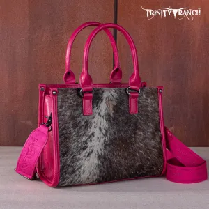 TR164-8250A  Trinity Ranch Hair On Cowhide Tooling Concealed Carry Tote/Crossbody