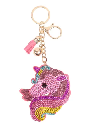 UNICORN RHINESTONE TASSEL KEYCHAIN