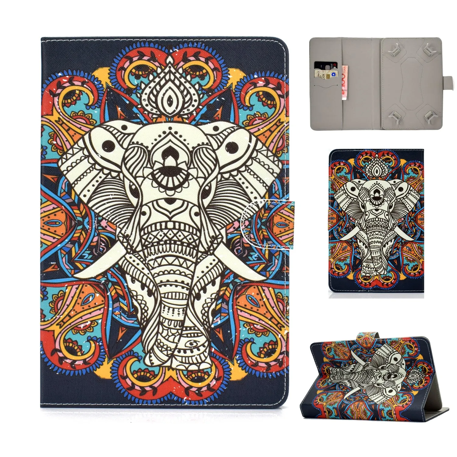 Universal 10Inches Laptop Protective Case with Front Snap Cute Cartoon Color Painted PU Cover  Graffiti