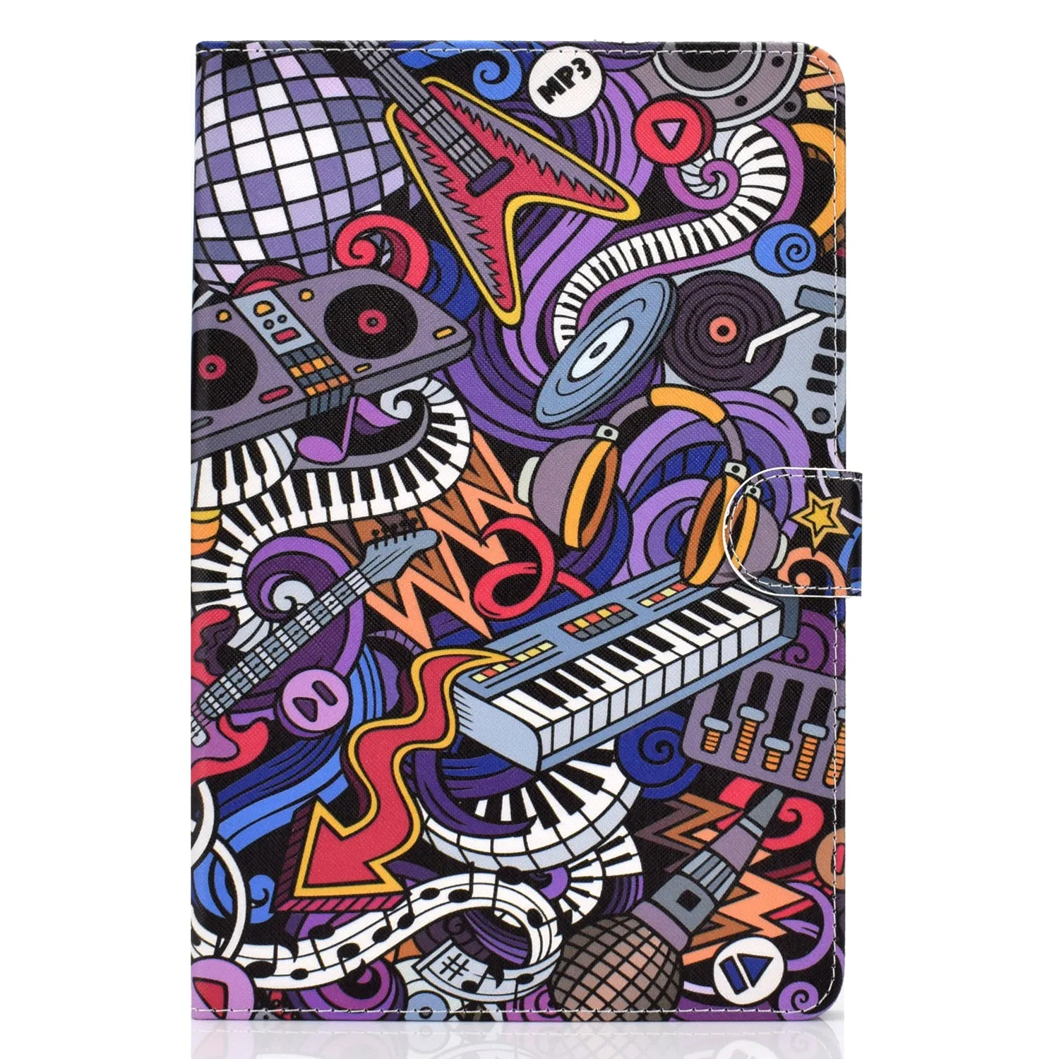 Universal 10Inches Laptop Protective Case with Front Snap Cute Cartoon Color Painted PU Cover  Graffiti