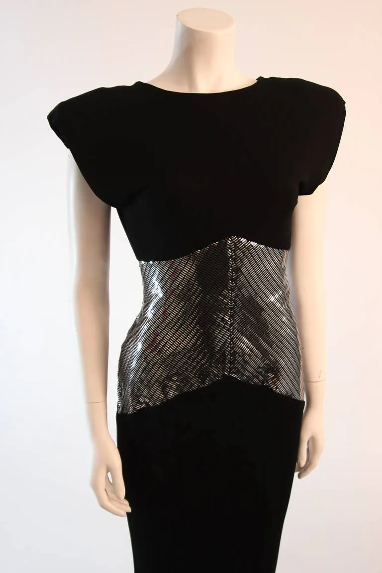 VICKY TIEL Black Futurism Gown with Metallic Detail