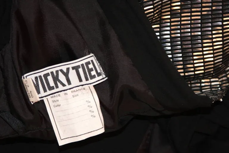 VICKY TIEL Black Futurism Gown with Metallic Detail