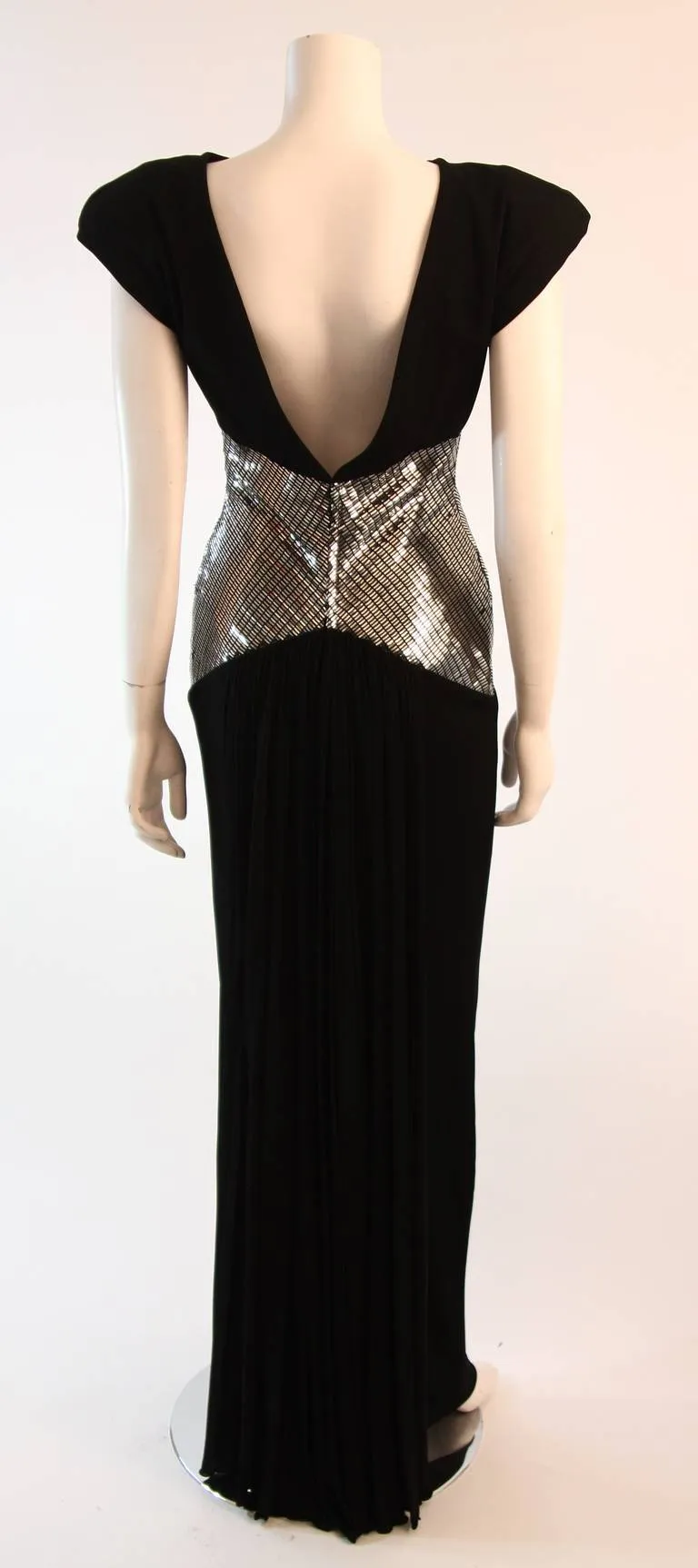 VICKY TIEL Black Futurism Gown with Metallic Detail