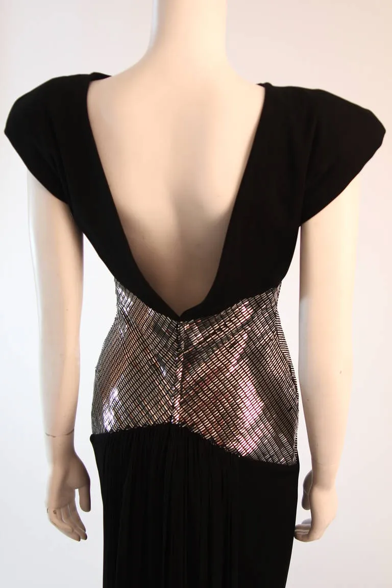 VICKY TIEL Black Futurism Gown with Metallic Detail