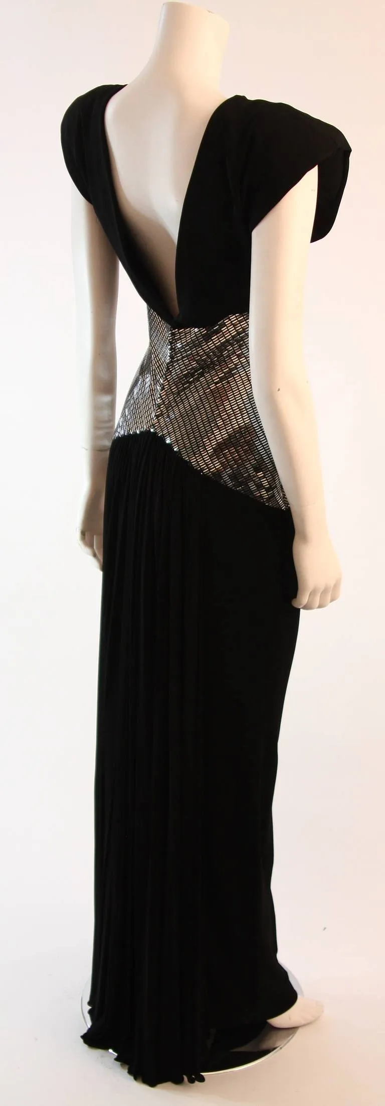 VICKY TIEL Black Futurism Gown with Metallic Detail