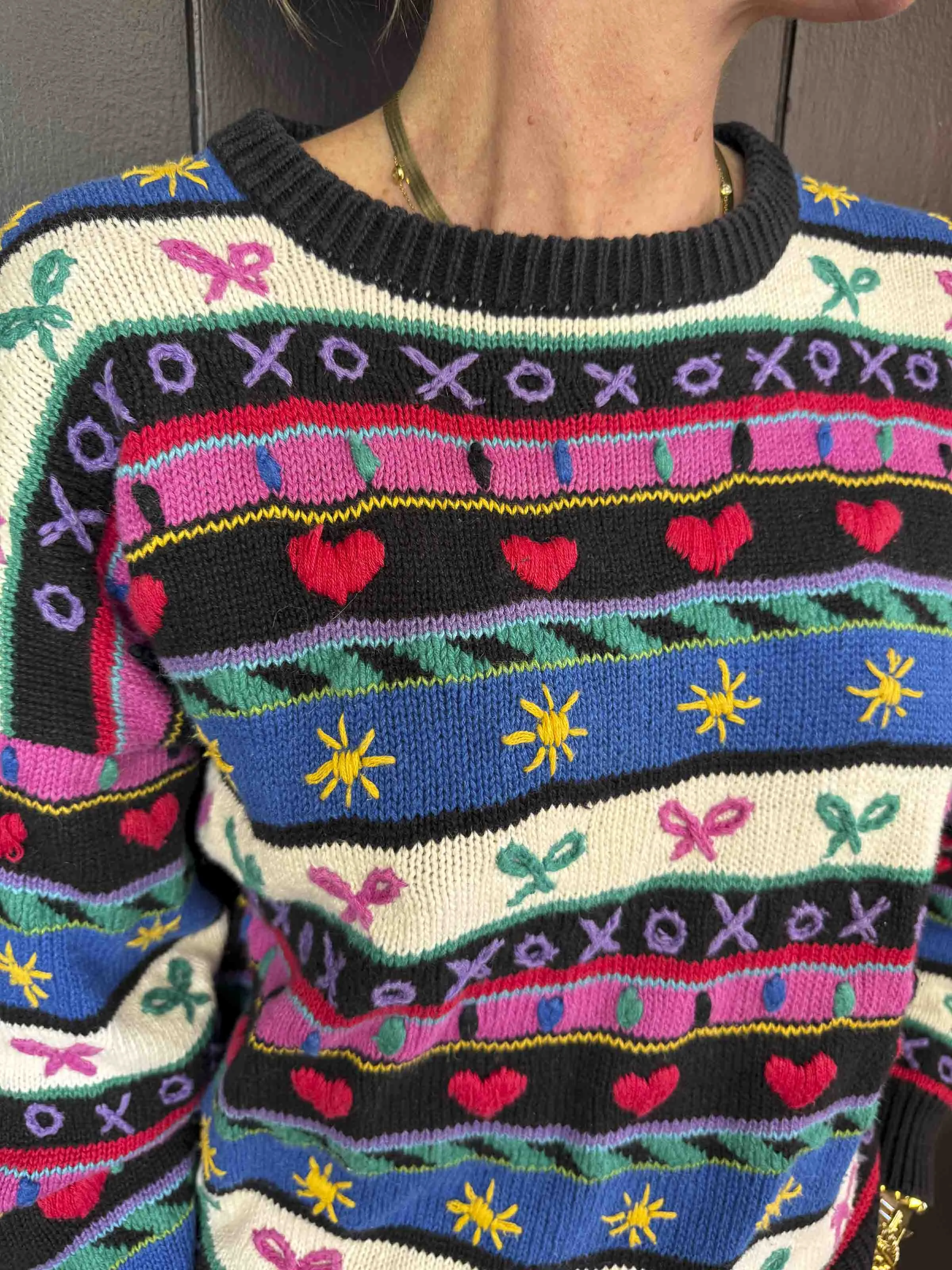 Vintage Hand Embroidered Sweater - Size S
