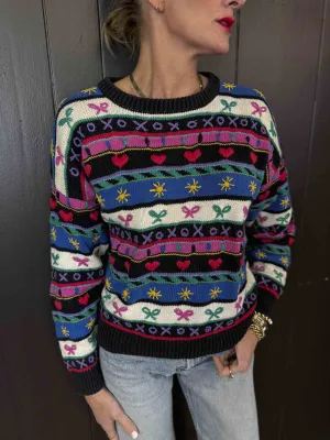 Vintage Hand Embroidered Sweater - Size S