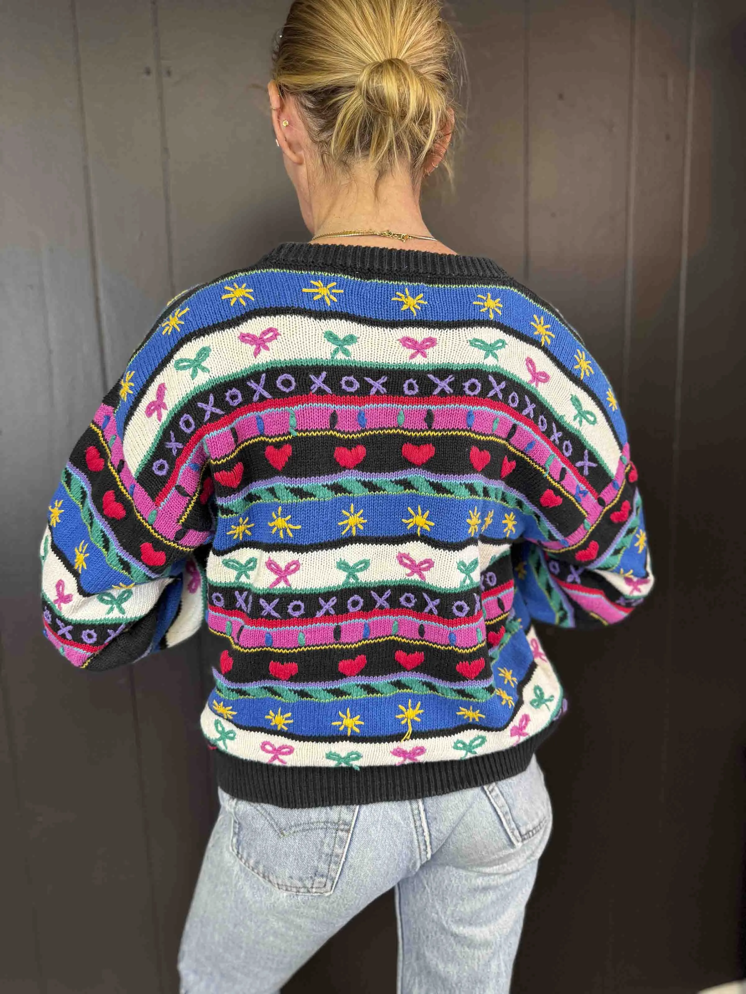 Vintage Hand Embroidered Sweater - Size S