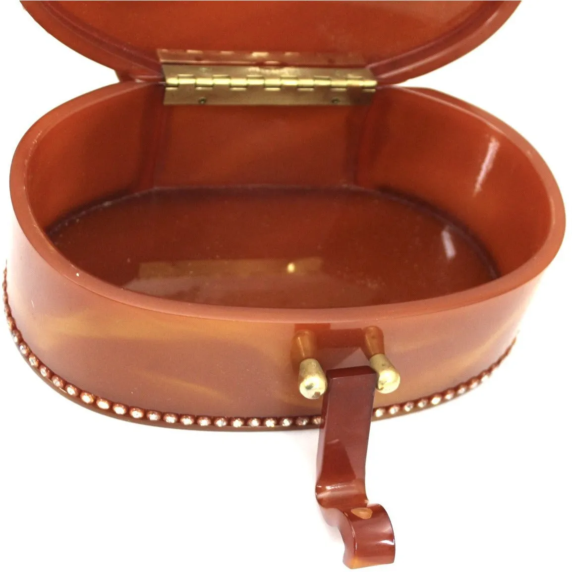 Vintage Wilardy Lucite Box Purse Amber Butterscotch 1950s Rhinestones