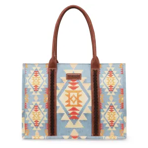 WG2202-8119    Wrangler Southwestern Pattern Dual Sided Print  Canvas Wide Tote - Brown