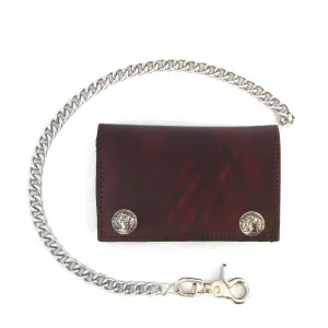 XL Antique Finish Tri-Fold Wallet w/ Chain w/ Buffalo Nickel S