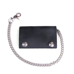XL Tri-Fold Wallet w/ Chain- w/ Indian Head Nickel Snaps