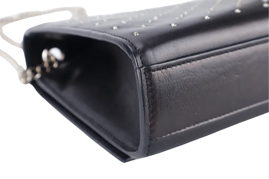 YVES SAINT LAURENT (YSL) STUDDED KATE MEDIUM BLACK LEATHER SILVER HARDWARE NO DUST COVER